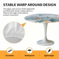 thumbnail image 2 of Elastic Fitted Round Tablecloth, Blue Coastal Waterproof Stretch Table Cover for 55"-60" Tables, Summer Beach Starfish Shell Coral Nautical Washable Outdoor Tablecloths for Patio, Picnic, Camping, 2 of 9