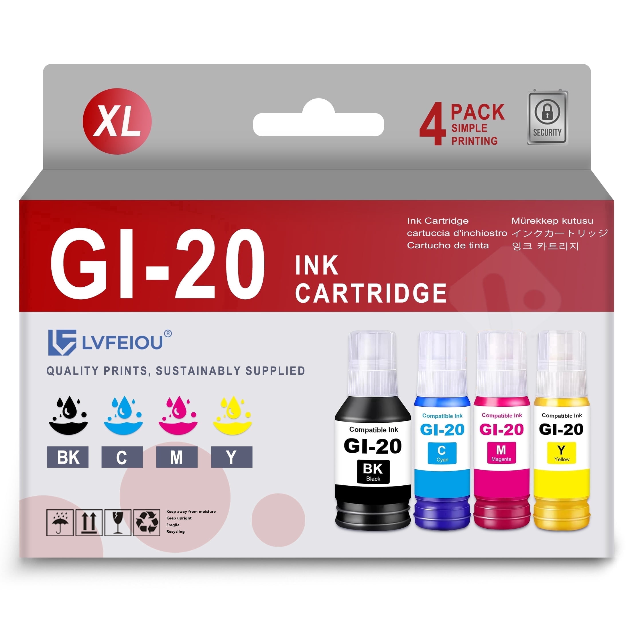 544 Ink bottles (Black, Yellow, Magenta, Cyan) replacement for