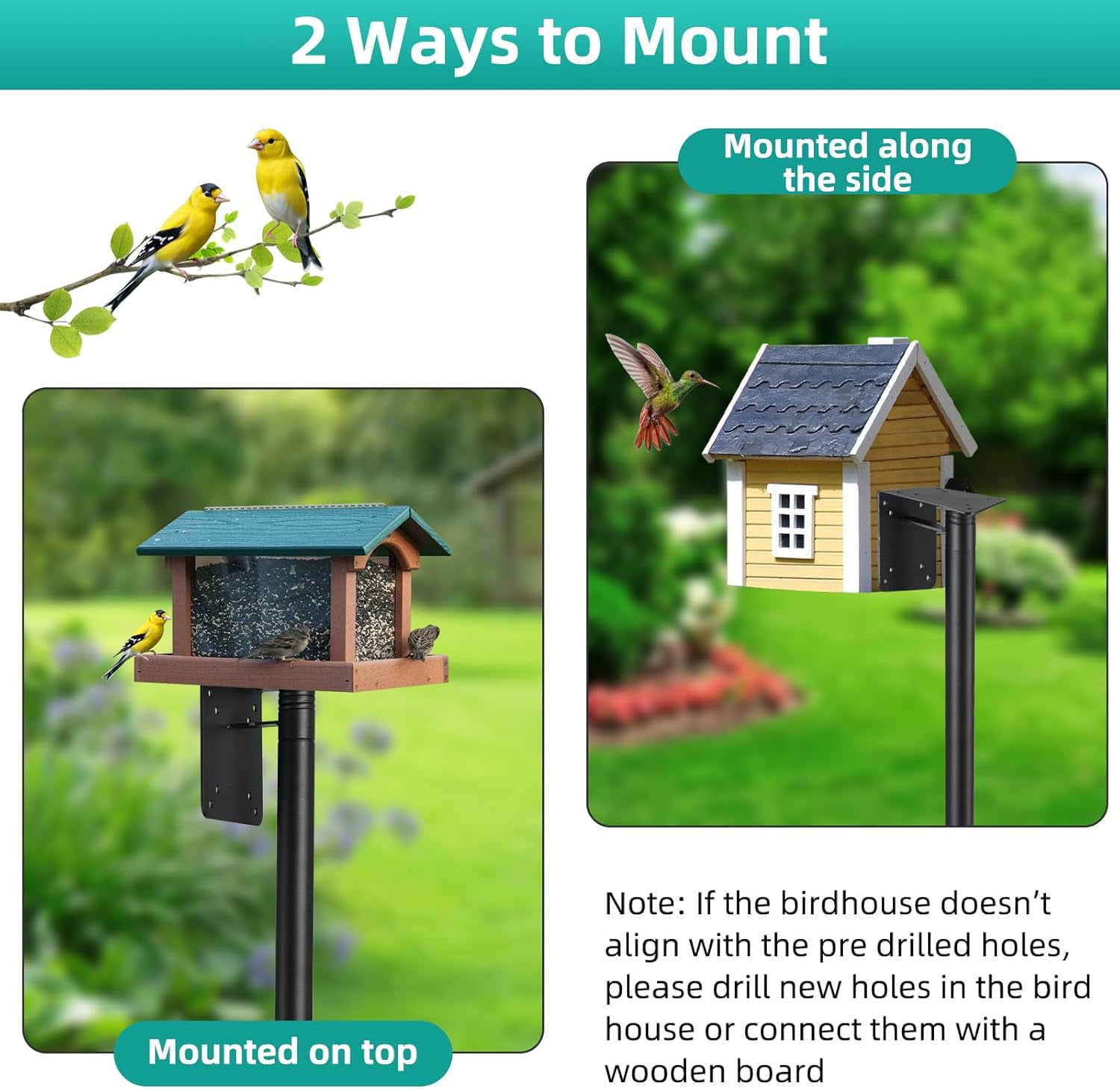 LCOKEIY Outdoor Bird House Pole,74 Inch Heavy Duty Bird Feeder Pole Mount Kit with 5-Prong Base for Birds Watching