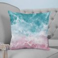 thumbnail image 4 of Pink Turquoise Ombre 18x18 Pillow Covers Set of 2, Abstract Beach Waves Gradient Throw Pillow Covers Decorative Couch Cushion Case, Microfiber Square Pillowcases for Bedroom Car Living Room, 4 of 7