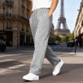 thumbnail image 6 of LWavelet Men's Straight Leg Joggers - Drawstring Waist Soft Fabric Casual Daily & Lounge Comfortable Pants Light Gray 2XL, 6 of 6