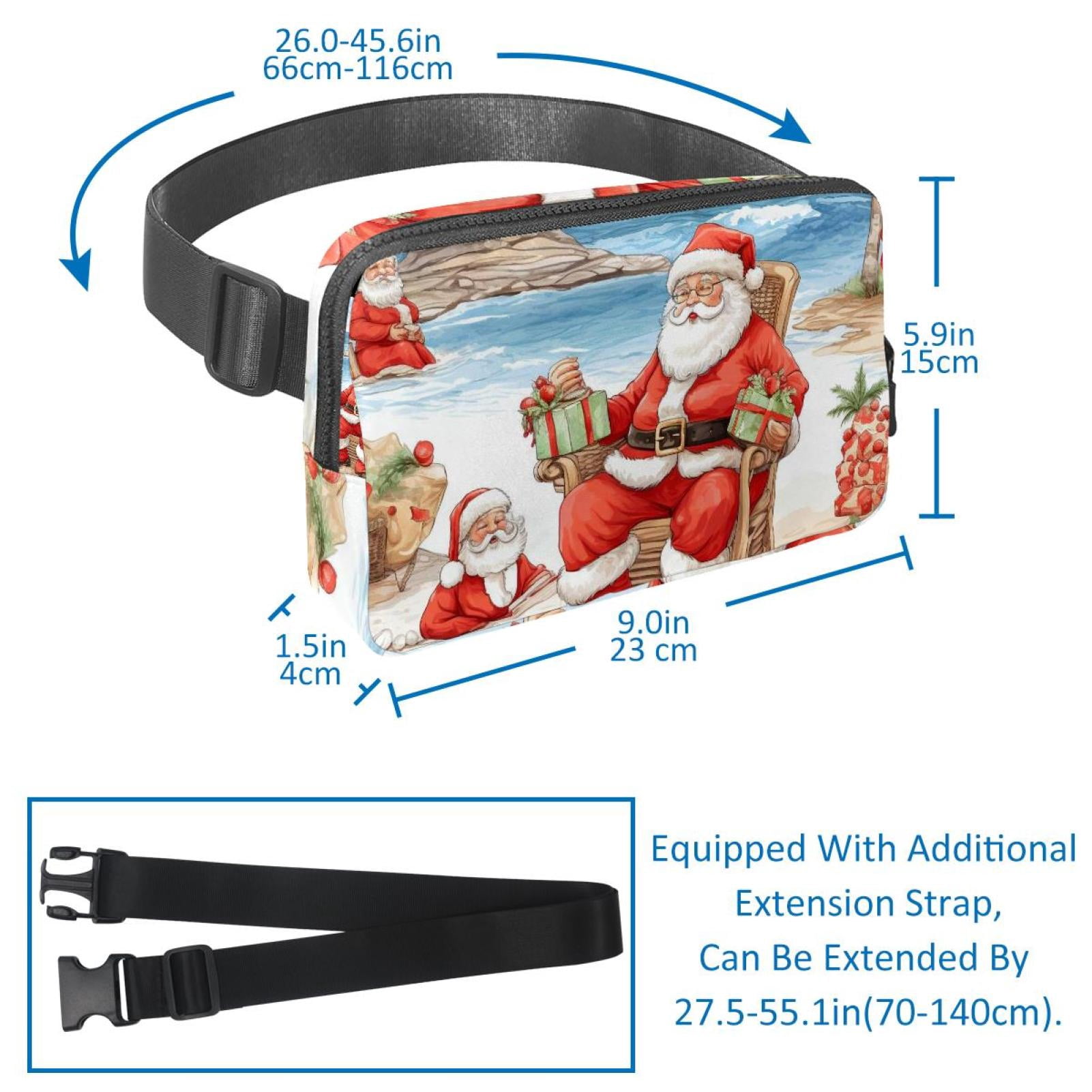 Santa Claus Adjustable Lightweight Waist Bags with Extension Strap, Unisex Running Belt Fanny Pack