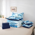 thumbnail image 6 of jejeloiu Watercolor Sea Turtle 7 Pieces Full Size Bedding Sets,Ocean Coral Fish Pattern Full Size Bed in a Bag For Boys,Blue White,Navy Blue Reversible, 6 of 7