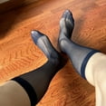 thumbnail image 6 of Mens Dress Socks Silk Sheer Formal Business Socks Over the Calf Suit Sock Long Stockings with Reinforced Toe, 6 of 21