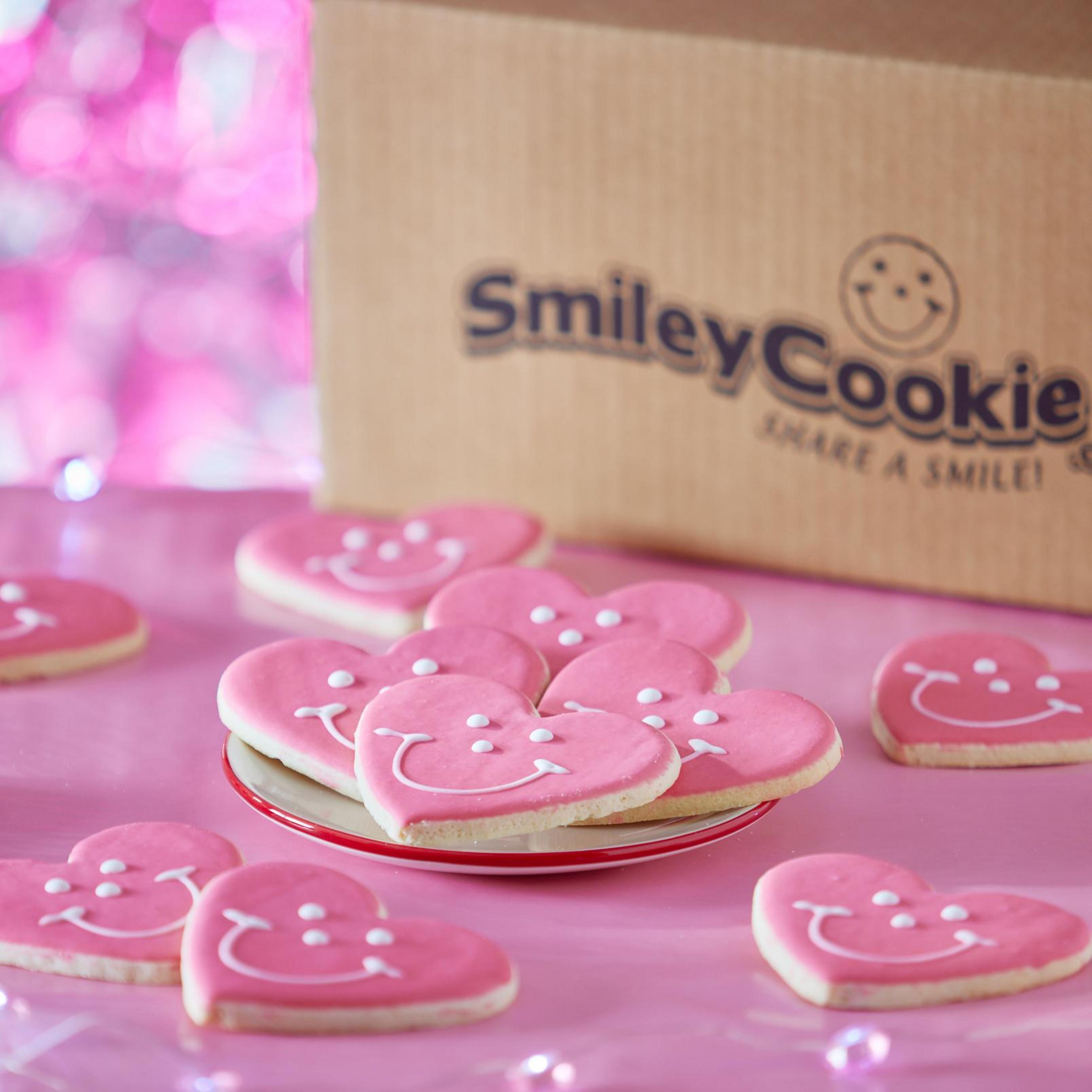 12-Pack Heart Shaped Smiley Cookies  - Nut Free, Kosher, Individually Wrapped Sugar Cookies