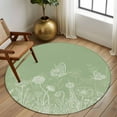 thumbnail image 2 of Round Rugs 5Ft, Sage Green Wildflowers Round Area Rug Washable Indoor Throw Carpet, Modern Floral Butterfly Plant Soft Non Slip Circle Rug for Cabinet Bathroom Home Decor Aesthetic, 2 of 8