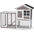 thumbnail image 3 of 2-Story Wooden Rabbit Hutch with Running Area-Gray, Rabbit Hutch for Cats, Rabbits, Bunnies, Guinea Pigs, 3 of 8
