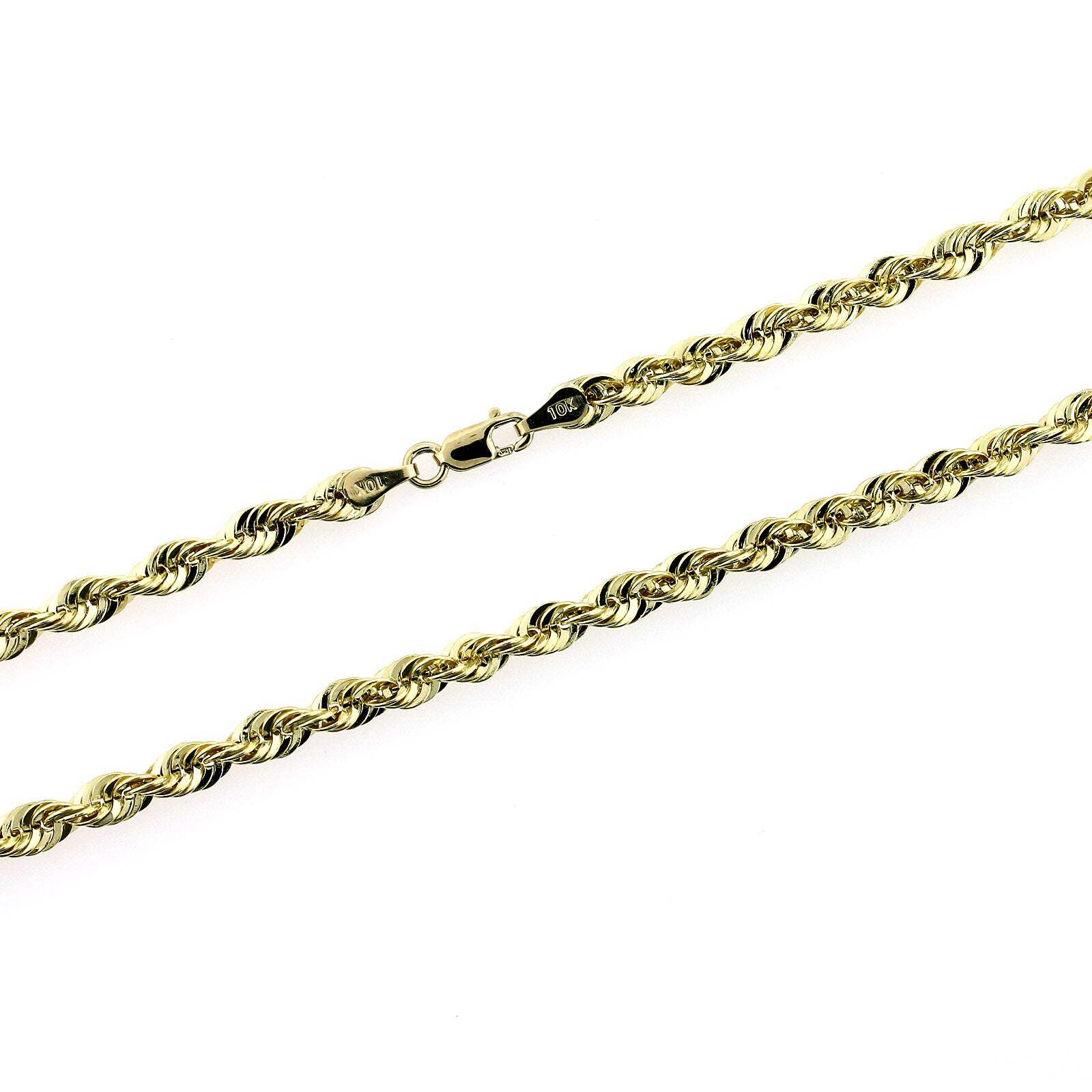 10K Yellow Gold Rope Chain Necklace 4MM 18" 20" 22" 24" 26" 28" 30"