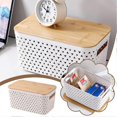 thumbnail image 2 of Imitation Rattan Storage Box Plastic Basket Handwoven Display Boxes, 2 of 5