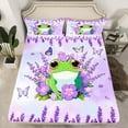 thumbnail image 2 of Manfei Kawaii Wild Frog Bed Sheets,Country Floral Lavender King Sheets,Green Purple Sheet Set For Boys Girls,Luxury Bedroom Decor,4pcs, 2 of 7