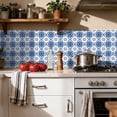 thumbnail image 4 of 24Sheets Matte PVC Tile Sticker Waterproof Peel and Stick Backsplash 7.87" x 7.87" Blue White Flowers Wall Stickers Self Adhesive Decals DIY Decor, 4 of 7
