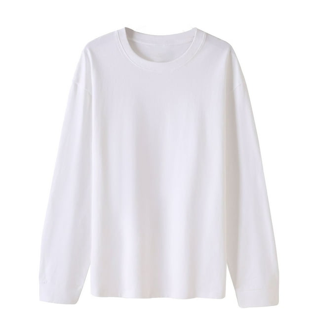 AherBiu Womens Tops Long Sleeve Solid Color Sweatshirts Fall Comfy Crewneck Loose Fitted Tee Tops