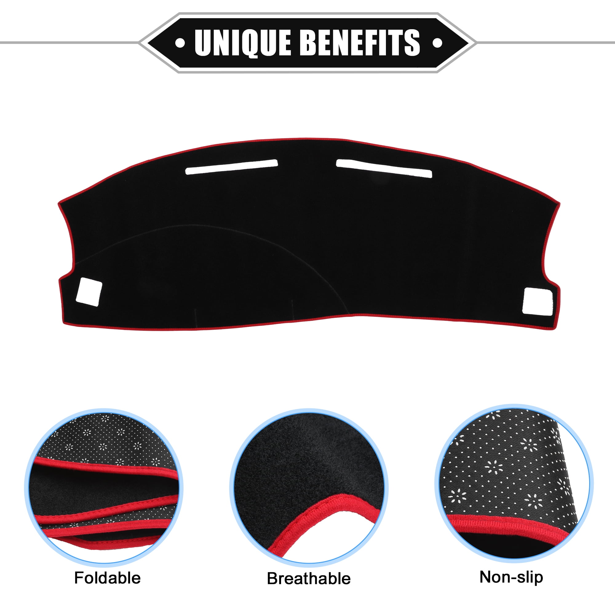 Unique Bargains 1Pcs Dashboard Cover Mat Dash Board Protector Cover for Dodge Charger 2005-2007 Nonslip Polyester Red