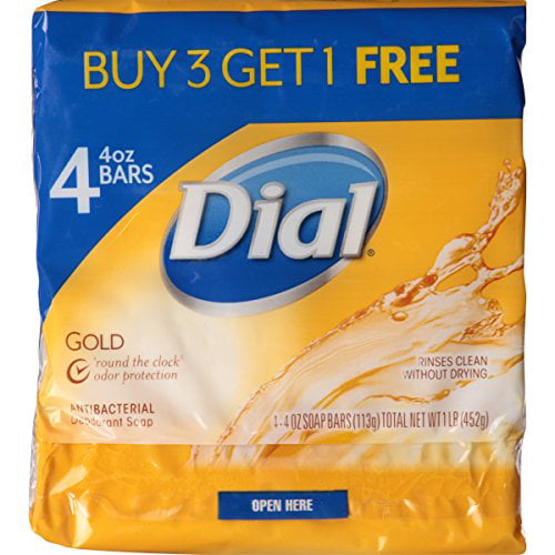 Dial Antibacterial Bar Soap, Gold, 4 Ounce (Pack of 4) Bars - Walmart
