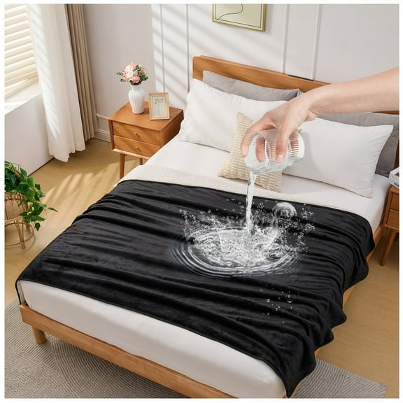 Fxfenoxo Waterproof Bed Blanket for Adults, Reversible Waterproof King Size 80x60'' Blanket for Couch Sofa Bed, Reusable & Washable