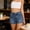 Dark Blue—Jean Shorts for Women, variant on Denim Shorts for Women High Waisted Pull On Jean Shorts Trendy Flat Front Clasp Hot Shorts Stretchy Jorts with Pockets Light Blue M