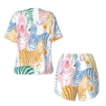 thumbnail image 5 of Lsque Zebra Colourful Women's Short-Sleeved Pajama Set - 2 Piece Soft and Lightweight Sleepwear Set-4X-Large, 5 of 9