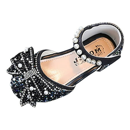 

niuredltd children girls flat pearl shoes bow princess shoes pu leather solid color girls casual shoes size 26