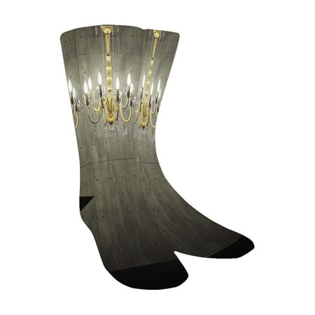 

Grunge Home Decor Classic Golden Chandelier In A Dark Gothic Wooden Vintage Style Picture Golden and Kid s Custom Socks (Made in USA)