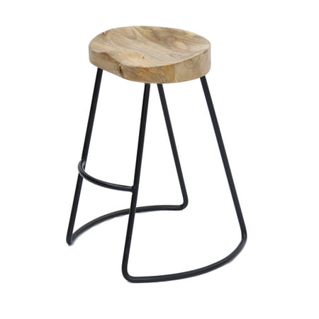 - Classy Wooden Barstool with Iron Legs (Long)