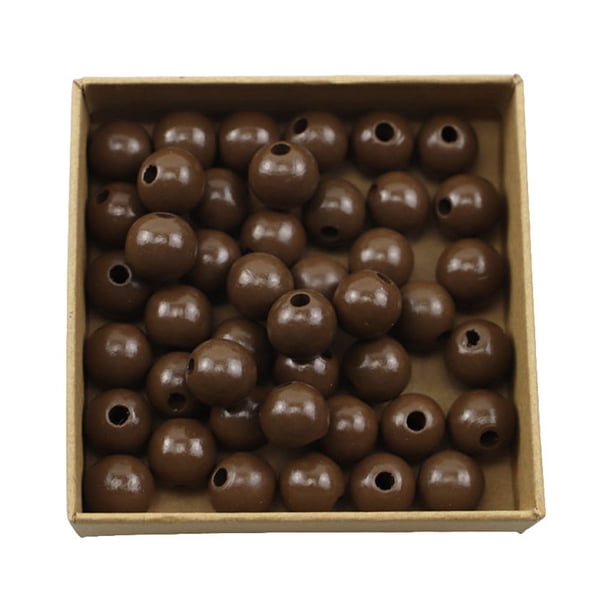 Billuyoard 100 Pieces Wood Beading Set Charm Smooth Necklace Round Lightweight Bracelet Spacer Beads Decorations Crafts Small Balls Type2 NO2