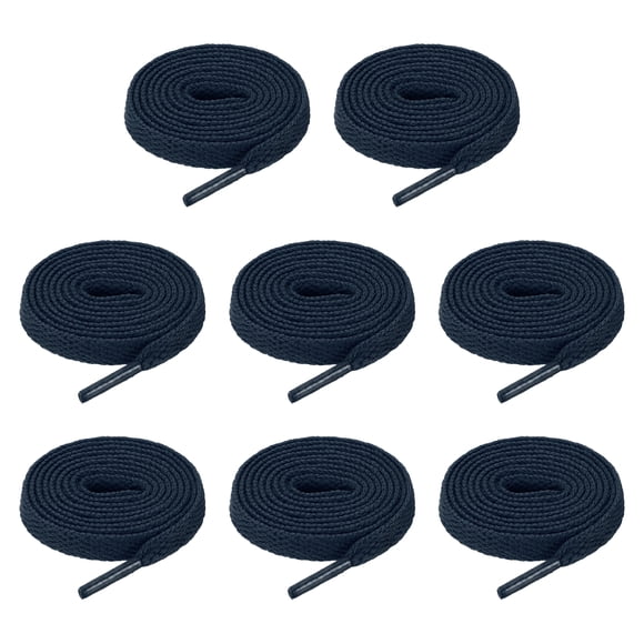 Uxcell 4 Pairs Flat Shoe Laces 5/16" x 31" Polyester Shoestring Flat Elastic Shoelaces for Sneakers Skate Shoes Boots, Dark Blue