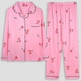 thumbnail image 2 of CONZONE Womens Pajamas Sets 2 Peice Pjs Set Long Sleeve Buttons Sleepwear Tops Long Pants Sweet Cherry Graphic Soft Fall Winter Nightwear Loungewear for Lady, 2 of 3