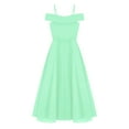 thumbnail image 4 of Linjinx Kids Flower Girl Chiffon Junior Bridesmaid Dresses Off Shoulder Wedding Party Dress Pageant Mint Green 14, 4 of 5