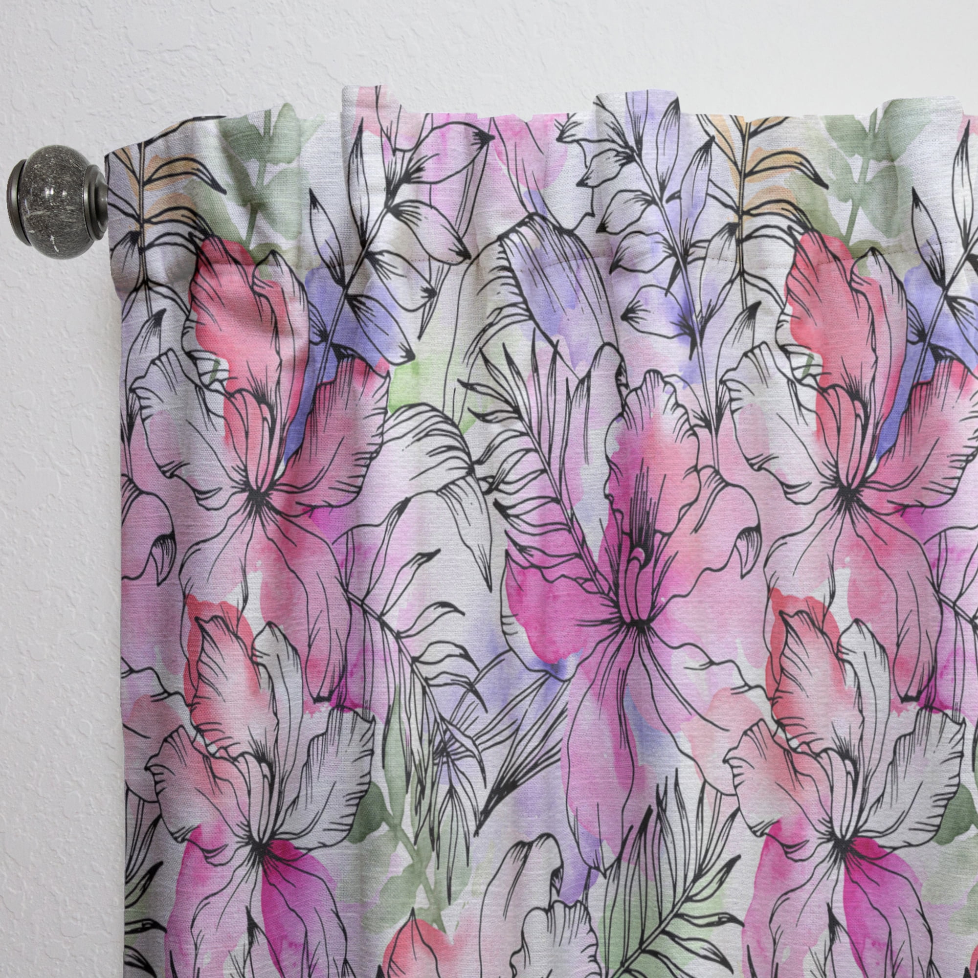Designart 'Tropical Bright Mood IX' Floral Curtain Panel