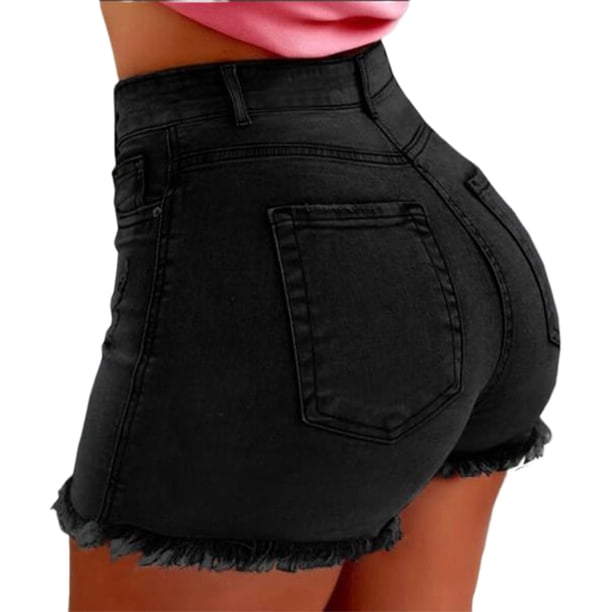 Qarigey Pantalones vaqueros de verano para mujer Prendas para la parte inferior del cuerpo Negro S Qarigey AP019258-07