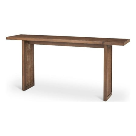 Grier 65" Medium Brown Solid Wood w/ Cane Console Table