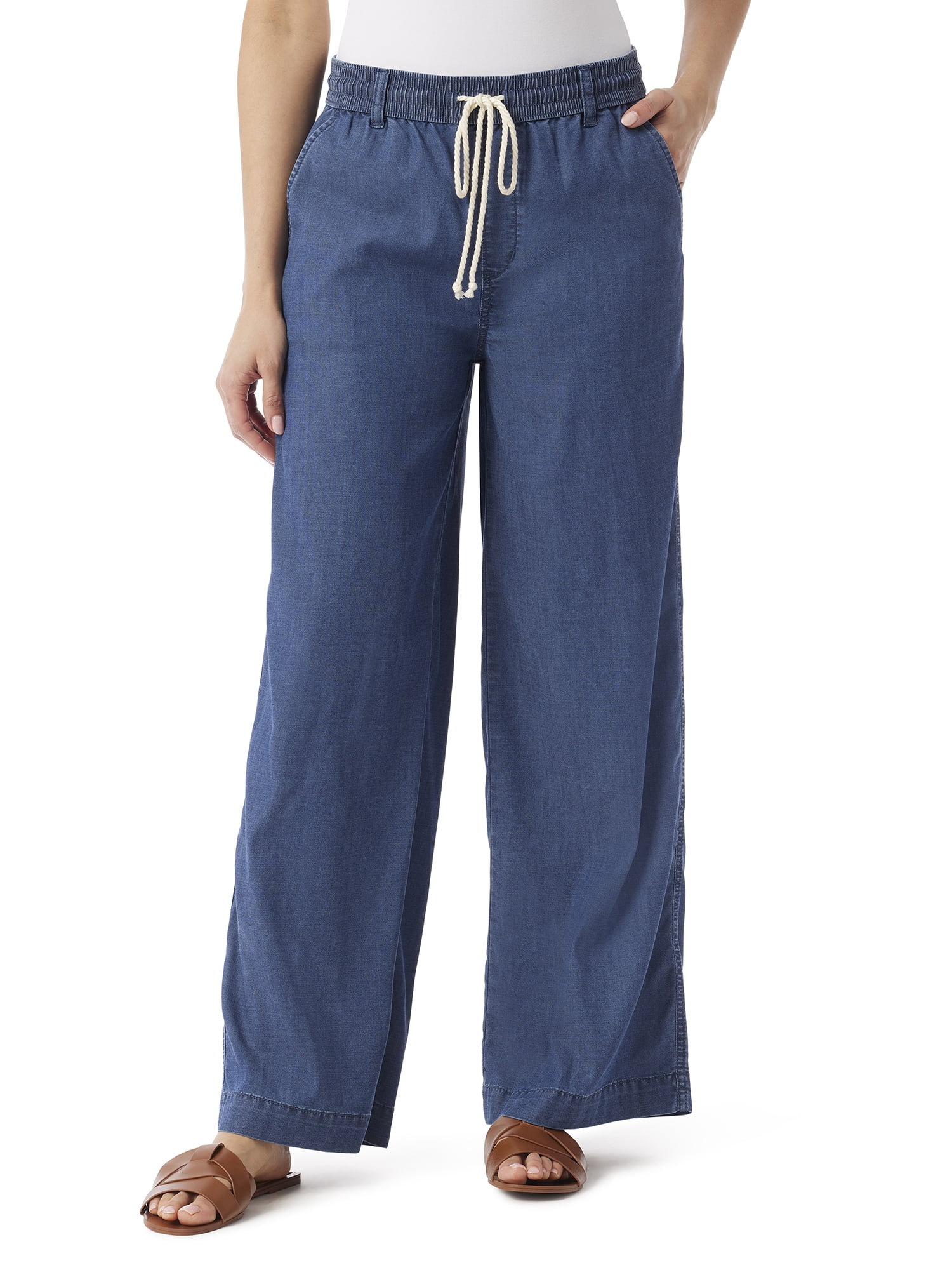 Gloria Vanderbilt Swan Series Women's Soft Drape Wide Leg Pull On Jeans 30" Inseam, Sizes 6-18