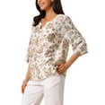 thumbnail image 4 of INSPIRE CHIC Women's Boho Floral Blouse V Neck 3/4 Sleeve Tunic Top XL Brown, 4 of 6