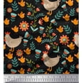 thumbnail image 1 of Soimoi Polyester Crepe Fabric Leaves,Cock & Chick Cartoon Print Fabric by The Yard 42 Inch Wide, 1 of 1