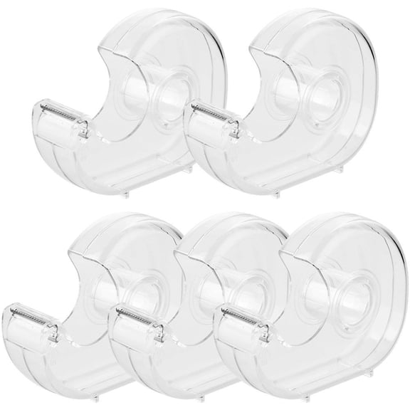 vlrwzc 5 Pcs Transparent Tape Dispenser, Refillable Tape Cutter Holder, Clear Tape Dispensers for Home Office Desk