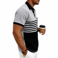 thumbnail image 5 of Shirts for Men Color Block Casual Waffle Knit Pocket Short Sleeved Half Button Stand Collar Top Gray XL, 5 of 9