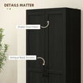 thumbnail image 6 of HOMCOM Kitchen Pantry, Freestanding 5-tier Storage Cabinet with 2 Adjustable Shelves for Dining Room, Living Room, Cinnamon Black Wood Grain, 6 of 9
