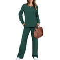 thumbnail image 4 of UVN 2 Piece Outfits for Women Long Sleeve Sweatsuit and Wide Leg Tracksuit Ladies Fall Cozy Lounge Sets, 4 of 11