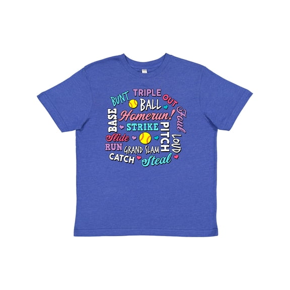 Inktastic Softball Word Salad with Softball and Hearts Youth T-Shirt