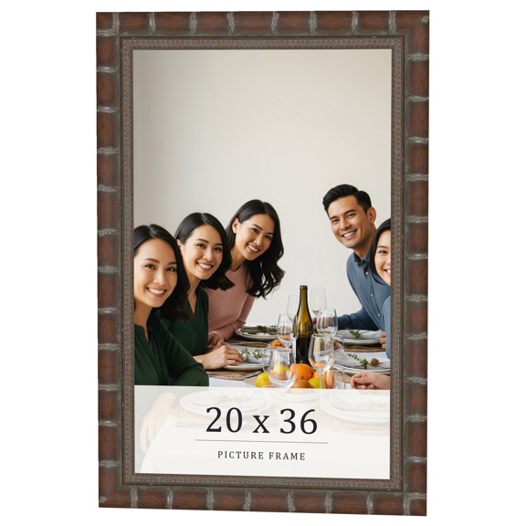 20x36 Dark Brown Bamboo Real Wood Picture Frame Width 1.5 inches | Interior Frame Depth 0.5 inches