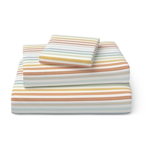 Mainstays Kids Microfiber Bed Sheet Set, Twin, Vintage Stripe, 3 Pieces