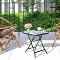 thumbnail image 4 of Gymax Table d'Appoint de Patio Pliable 18 Pieds' Table Carrée de Café Bistro avec Dessus de Table en Verre Trempé, 4 of 10