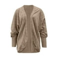 thumbnail image 5 of Breezora Women's Oversized Chunky Knit Cardigan Sweater Batwing Sleeve Open Front Long Wrap Coat Loose Outwear L Size Beige, 5 of 9