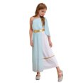 thumbnail image 2 of TiaoBug Girls Ancient Greek Toga One Shoulder Ruffles Maxi Dance Dress for Halloween Festival Show Light Blue 6, 2 of 7
