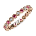 thumbnail image 3 of Ruby & Diamond 2mm Bezel Set Milgrain Eternity Band 0.52 to 0.62 Carat tw 14K Rose Gold.size 7.0, 3 of 8