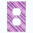 thumbnail image 2 of Metal Light Switch Plate Outlet Cover Vintage Purple Plaid Wallpaper WAL037, 2 of 13