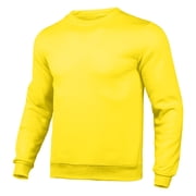 Fgnfyis Mens Crewneck Sweatshirt Solid Color Long Sleeve Lightweight Sweatshirt Casual Workout Pullover Shirt Tops Yellow XL