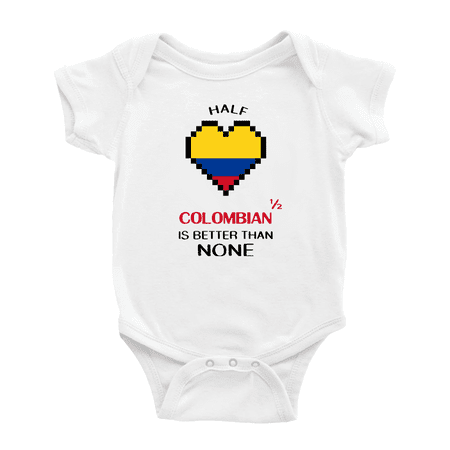 

Half Colombian Is Better Than None Baby Rompers (White 18-24 Months)