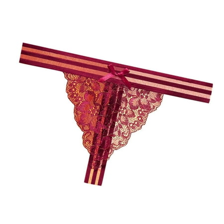 

IROINNID G-String Underwear For Women High-Cut Sexy Lace Lingerie Cutout Underpants Solid Color Invisible Panties