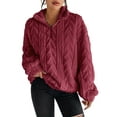 thumbnail image 3 of Winter Fleece Jacket for Women Zipper Stand Collar Casual Coats with Pockets Wine Red XXL, 3 of 9